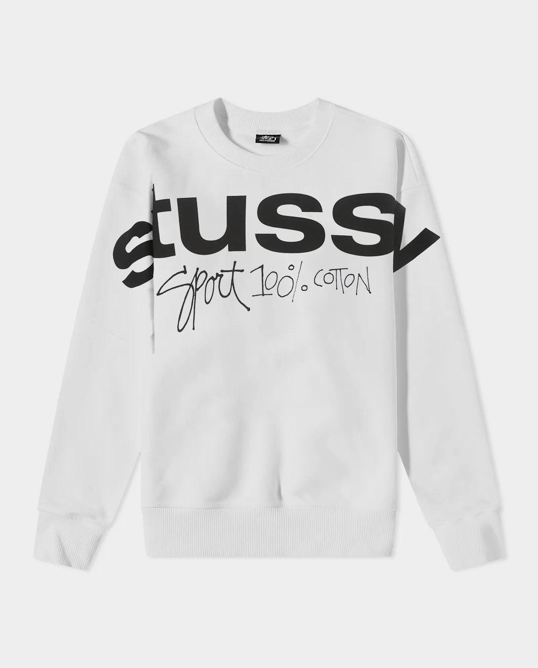 Stussy Sport 100 Crew in White | FallenFront | Afterpay