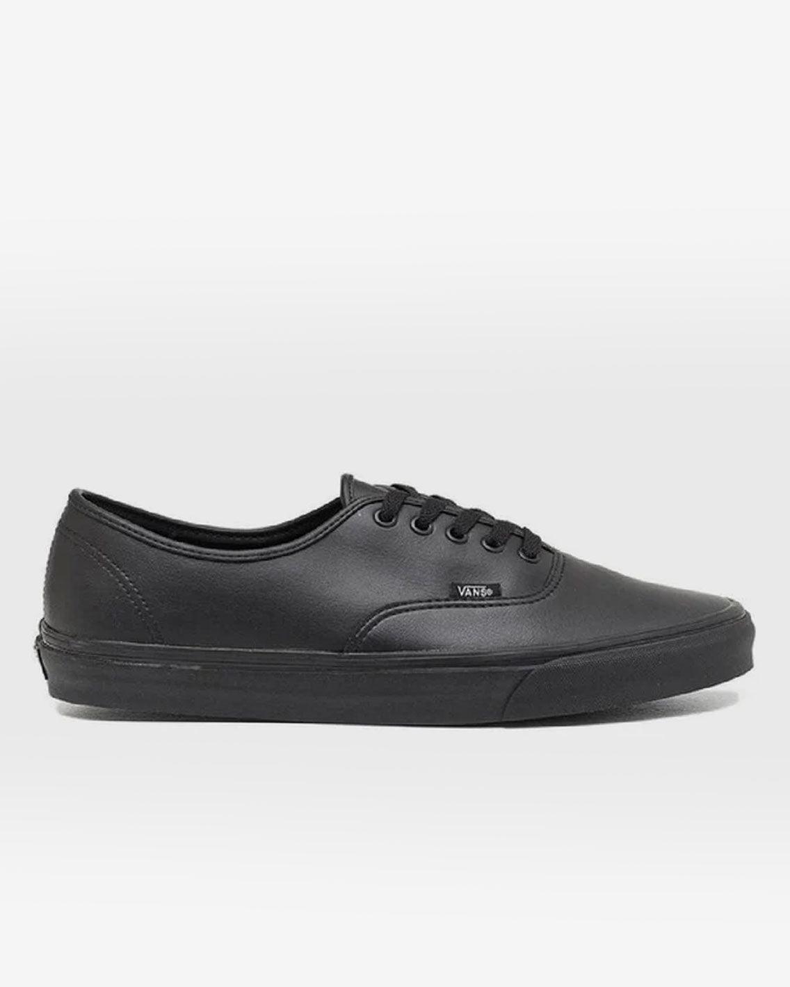 Vans Authentic Leather in Black Black FallenFront NZ