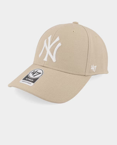 47 Brand - New York Yankees ’47 MVP DT Snapback Hat - Khaki/White Hats 47 Brand