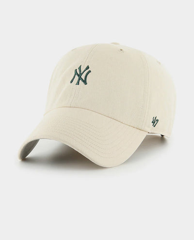 47 Brand - New York Yankees Base Runner Clean Up Hat - Natural/Dark Green Hats 47 Brand