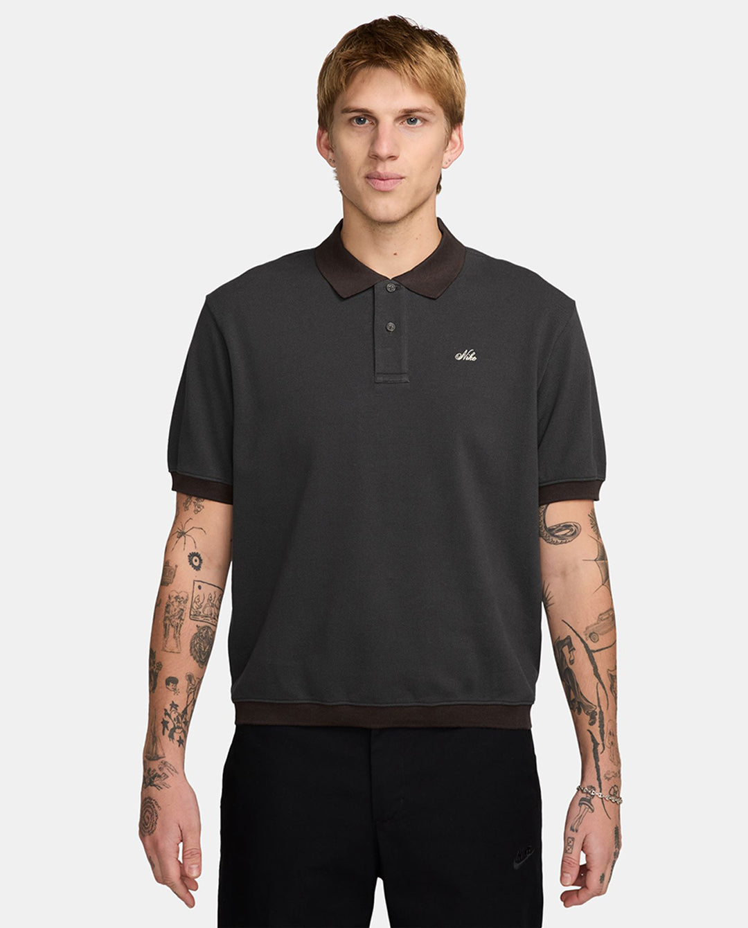 Nike Life - Heavyweight Polo Shirt - Anthracite/Baroque Brown Shirts Nike