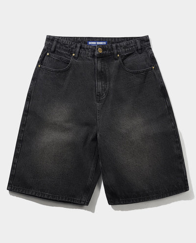 Butter Goods - Baggy Denim Shorts - Distressed Black Shorts Butter Goods