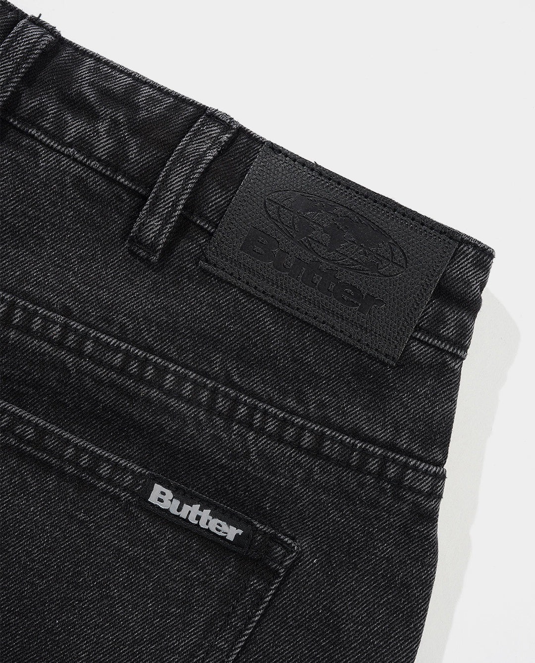 Butter Goods - Baggy Denim Shorts - Distressed Black Shorts Butter Goods
