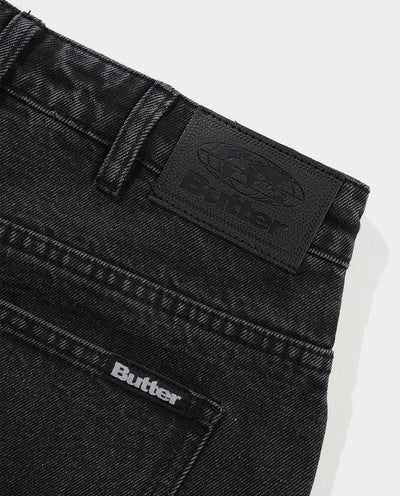 Butter Goods - Baggy Denim Shorts - Distressed Black Shorts Butter Goods