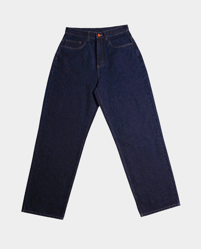 BeWider - Super Loose Jeans - Dark Blue/Tabacco Stitching Pants BeWider