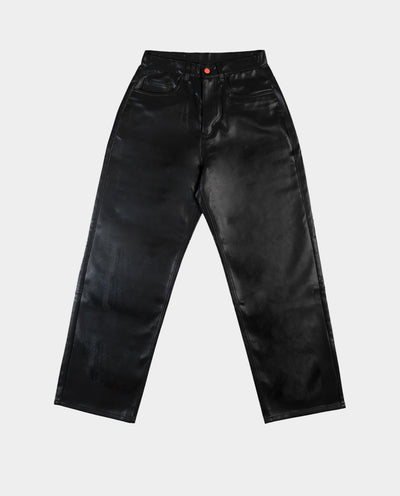 BeWider - Super Loose Jeans - Fake Leather/Black Stitching Pants BeWider