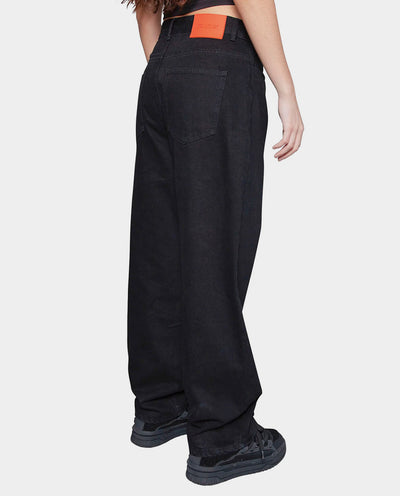 BeWider - Super Loose Jeans - Black/Black Stitching Pants BeWider