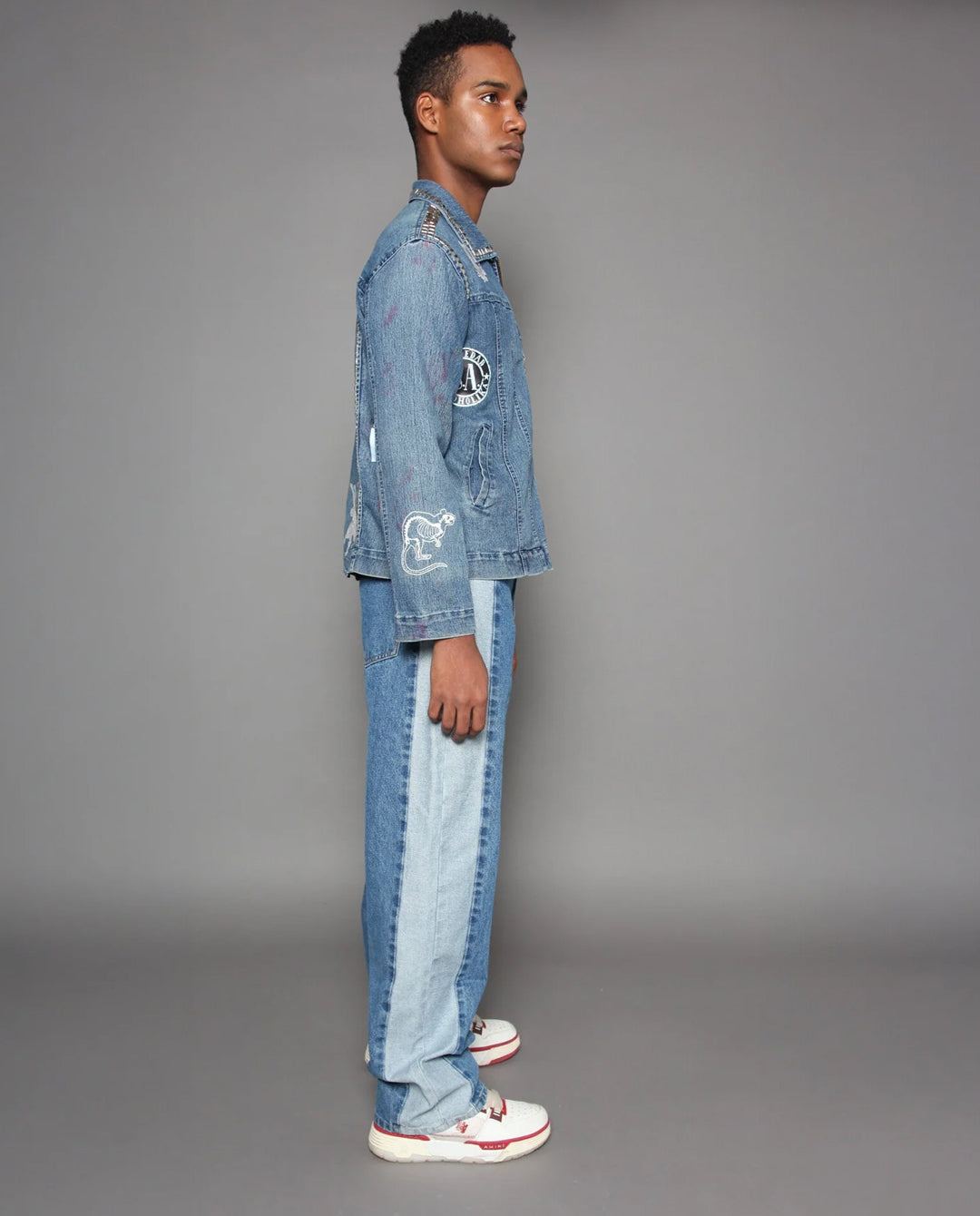 BeWider - Super Loose Jeans - Ocean Blue/Tabacco Stitching Pants BeWider
