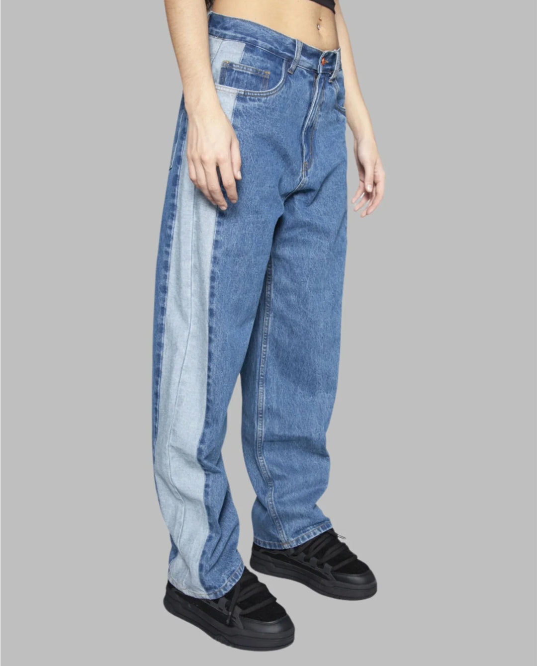 BeWider - Super Loose Jeans - Ocean Blue/Tabacco Stitching Pants BeWider
