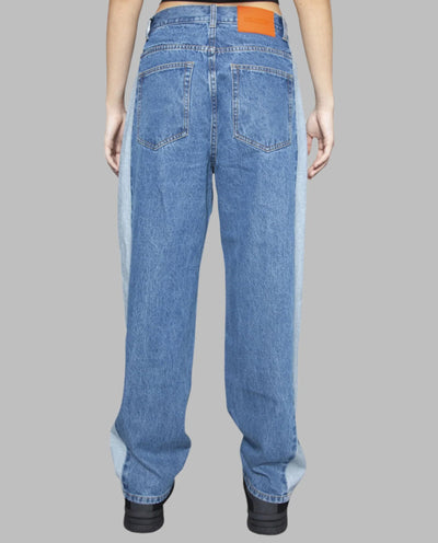 BeWider - Super Loose Jeans - Ocean Blue/Tabacco Stitching Pants BeWider