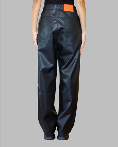 BeWider - Super Loose Jeans - Fake Leather/Black Stitching Pants BeWider