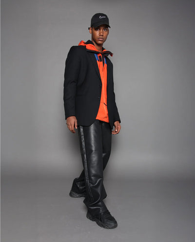 BeWider - Super Loose Jeans - Fake Leather/Black Stitching Pants BeWider