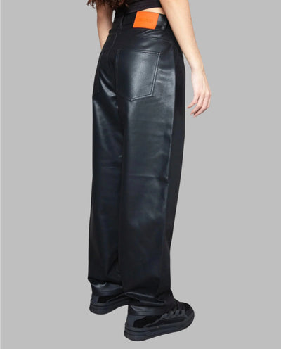 BeWider - Super Loose Jeans - Fake Leather/Black Stitching Pants BeWider