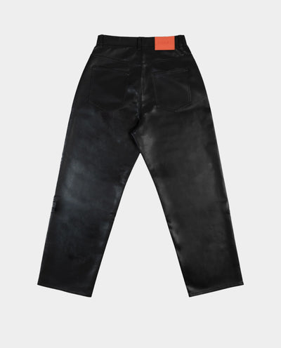 BeWider - Super Loose Jeans - Fake Leather/Black Stitching Pants BeWider