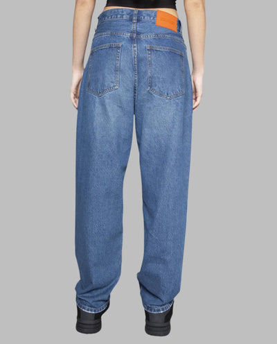 BeWider - Super Loose Jeans - Blue with Side Panel/Tabacco Stitching Pants BeWider