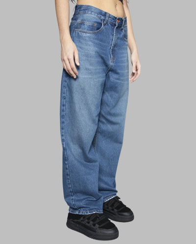 BeWider - Super Loose Jeans - Blue with Side Panel/Tabacco Stitching Pants BeWider
