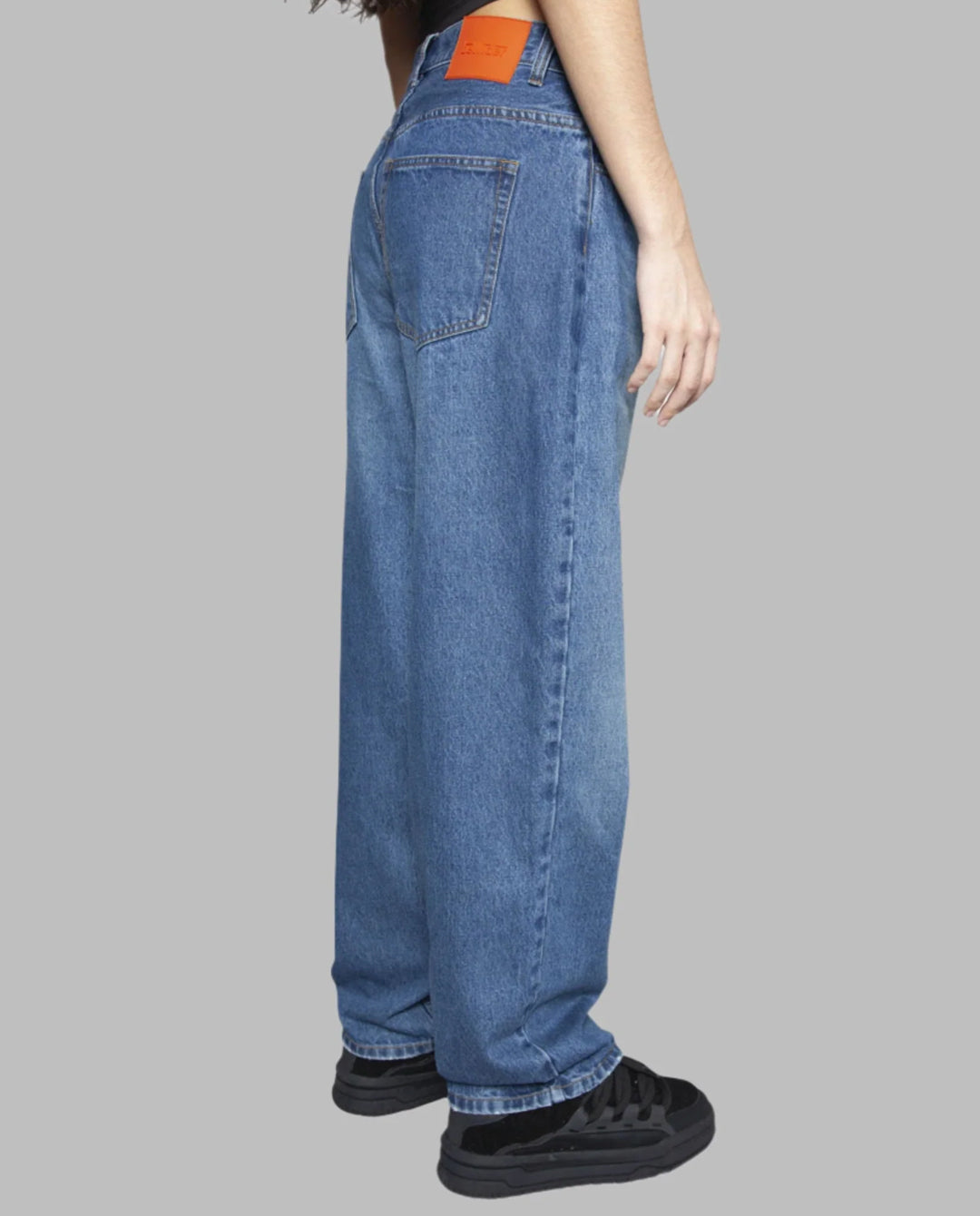 BeWider - Super Loose Jeans - Blue with Side Panel/Tabacco Stitching Pants BeWider