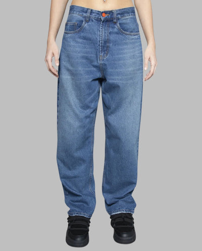 BeWider - Super Loose Jeans - Blue with Side Panel/Tabacco Stitching Pants BeWider