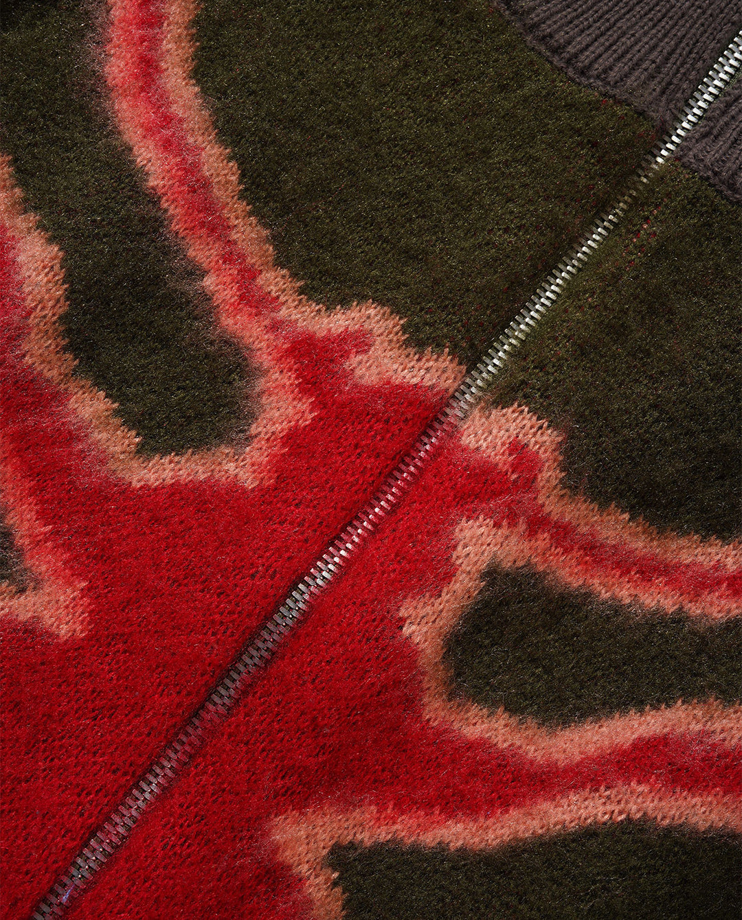 Butter Goods - Beetle Zip-Thru Knit Sweater - Olive Crewneck Butter Goods