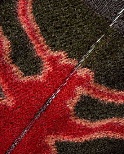 Butter Goods - Beetle Zip-Thru Knit Sweater - Olive Crewneck Butter Goods