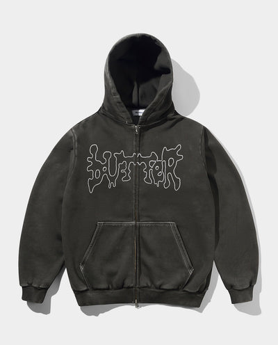Butter Goods - Blotch Zip-Thru Hoodie - Washed Black Hoodies Butter Goods