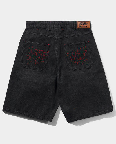 Butter Goods - Blotch Denim Shorts - Streaky Black Shorts Butter Goods
