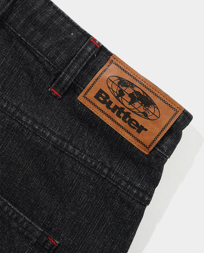 Butter Goods - Blotch Denim Shorts - Streaky Black Shorts Butter Goods