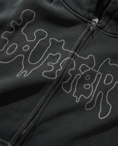 Butter Goods - Blotch Zip-Thru Hoodie - Washed Black Hoodies Butter Goods