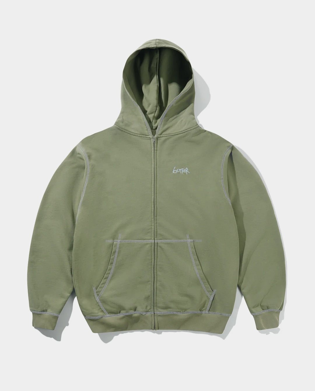 Butter - Trail Stitch Zip Hoodie - Dull Army | FallenFront
