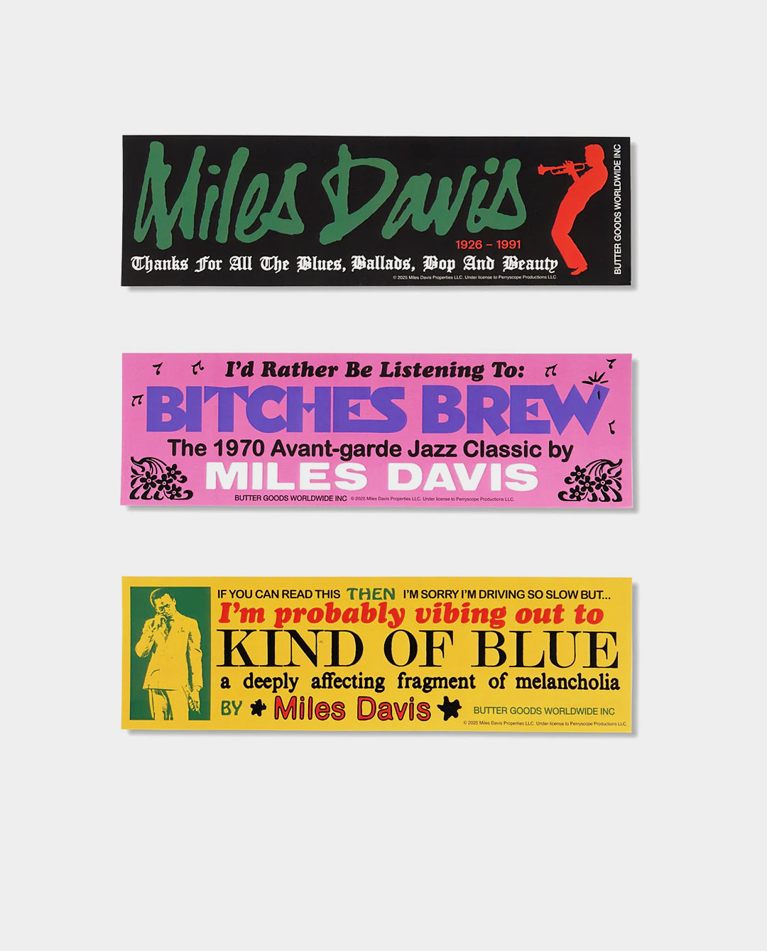 Butter Goods x Miles Davis - Bumper Sticker Pack - Multi Lifestyle Butter Goods