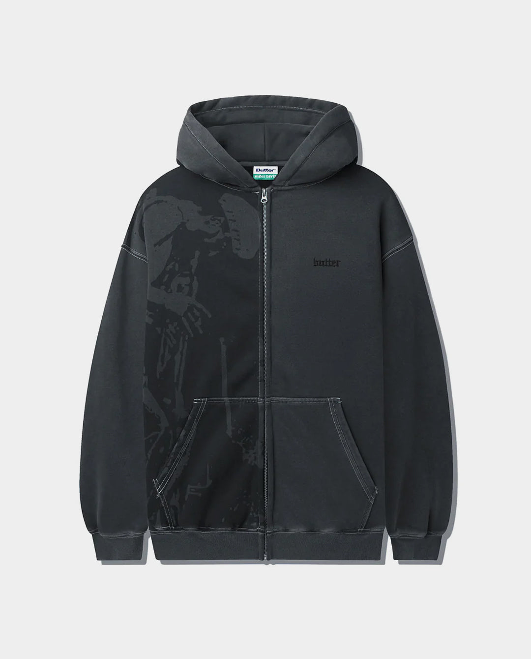 Butter Goods x Miles Davis - Thanks Zip-Thru Hood - Grey Hoodies Butter Goods