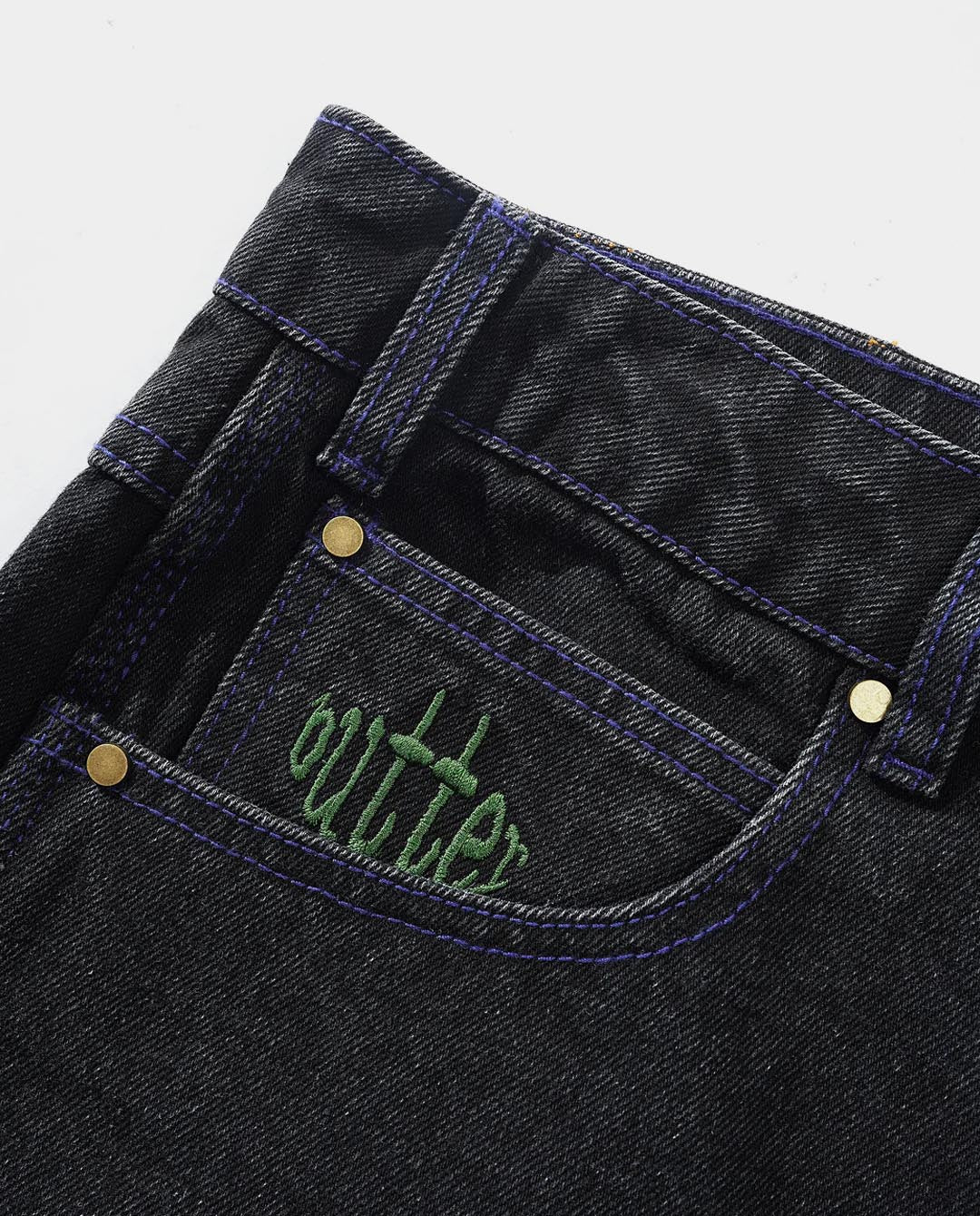 Butter Goods - Spider Denim Jeans - Washed Black Pants Butter Goods