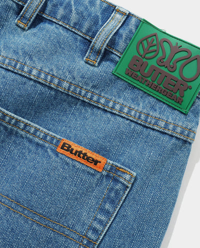 Butter Goods - Weathergear Denim Shorts - Streaky Indigo Shorts Butter Goods