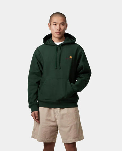 Carhartt WIP - Hooded American Script Sweat - Conifer Hoodies Carhartt