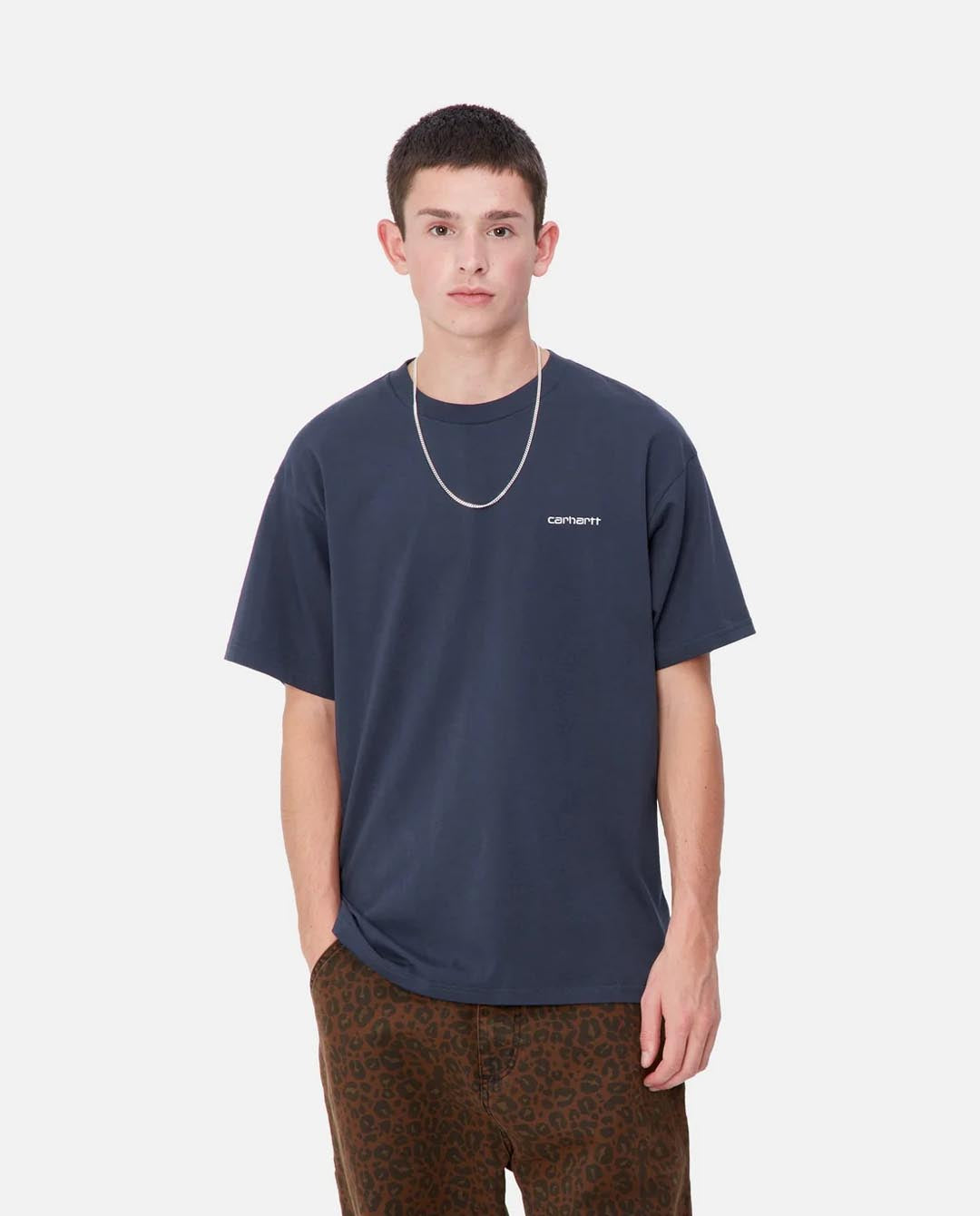 Carhartt WIP Script Embroidery T-Shirt Air Force Blue - Main Image