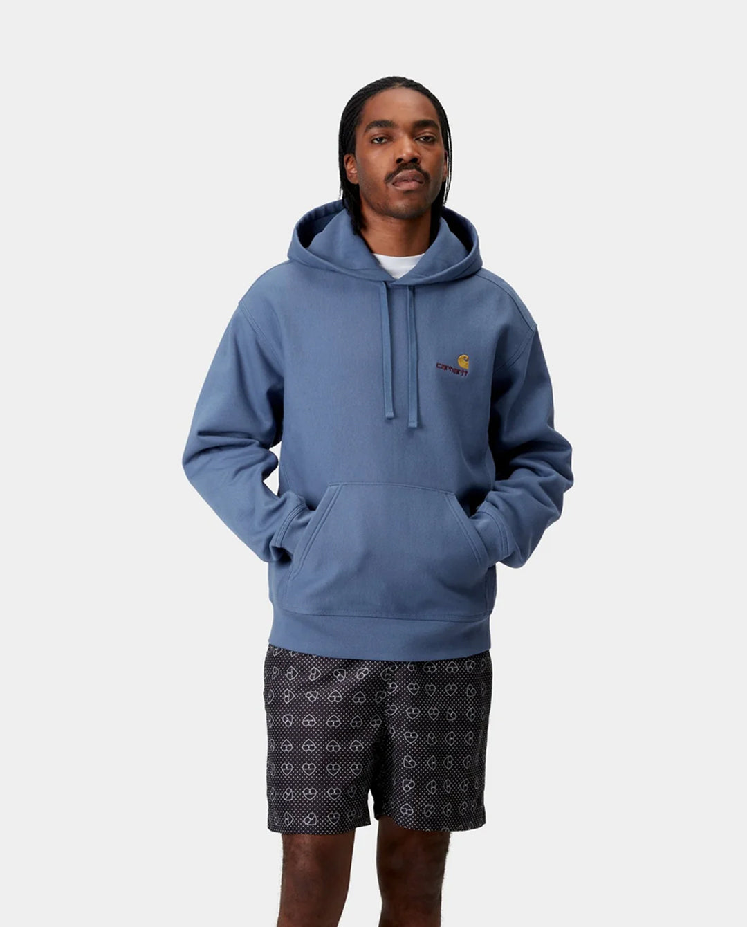 Carhartt WIP - Hooded American Script Sweat - Blue Iris Hoodies Carhartt