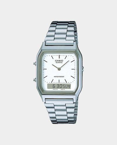 Casio - Dress Duo AQ230-7D Watch - Silver/White Watches Casio