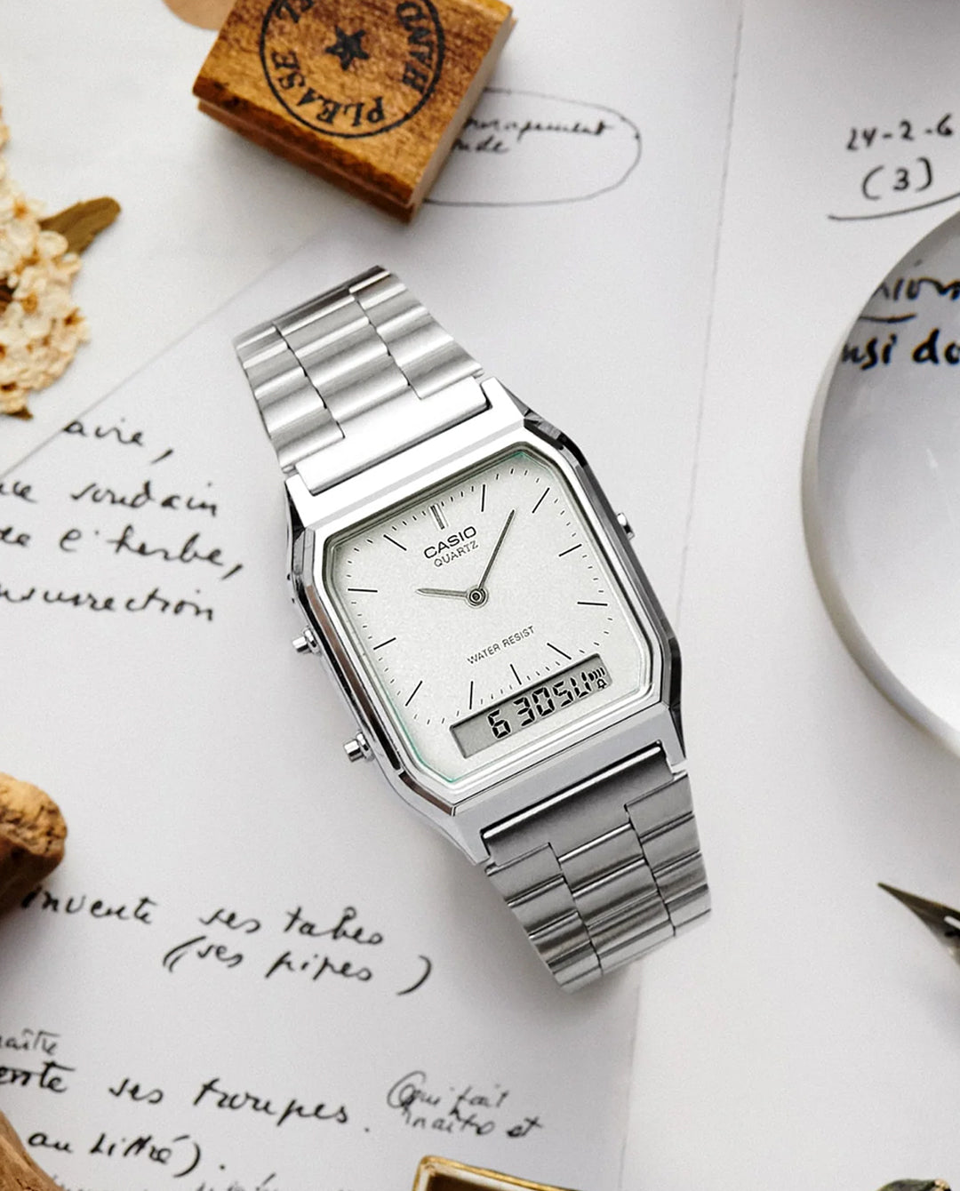 Casio - Classic Analogue Duo AQ230A-7A Watch - Silver/Steel Watches Casio