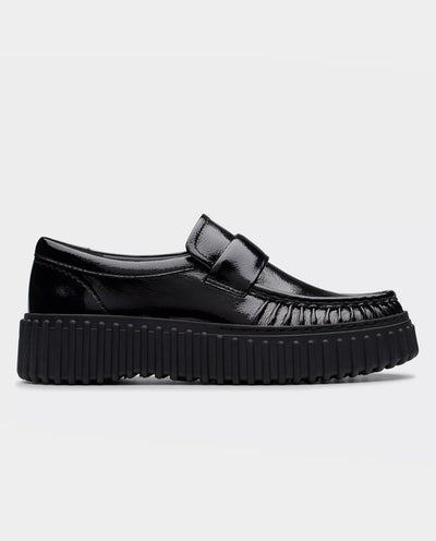 Clarks - Women’s Torhill Moc Shoe - Black Patent Shoes Clarks