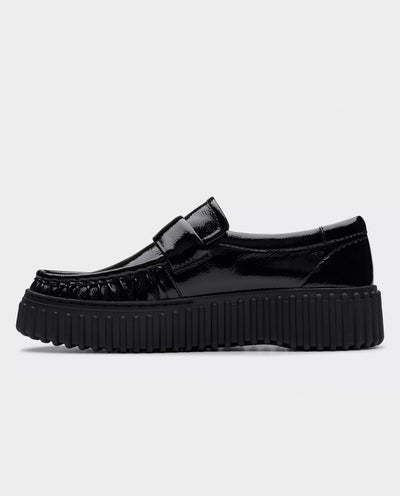 Clarks - Women’s Torhill Moc Shoe - Black Patent Shoes Clarks