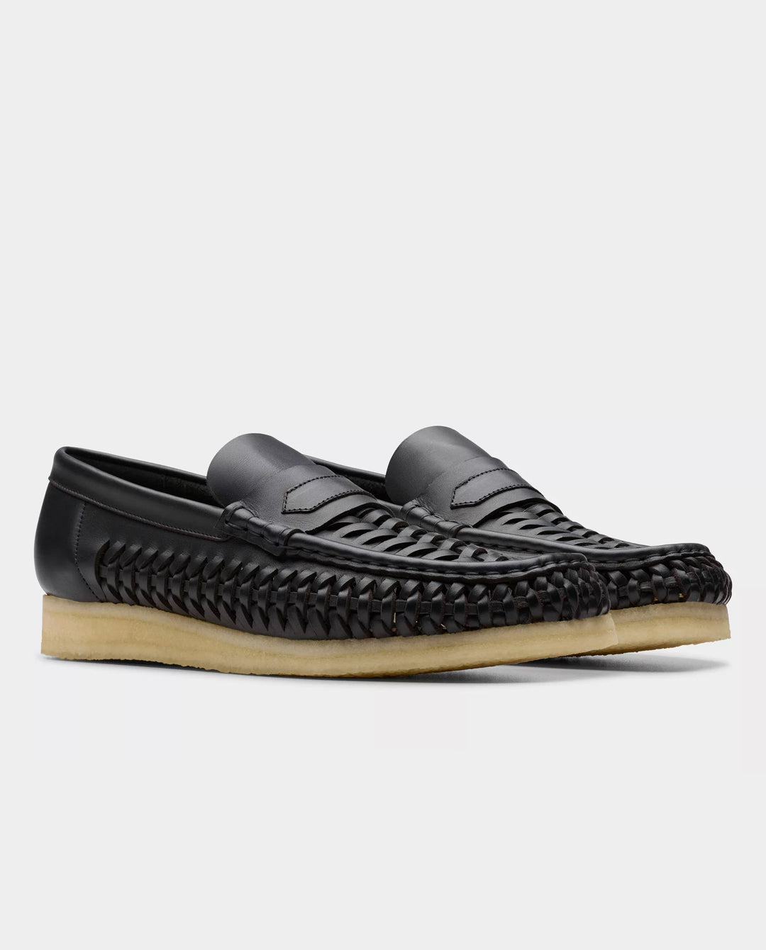 Clarks Originals - Wallabee Penny Weave Shoe - Black Leather Shoes Clarks
