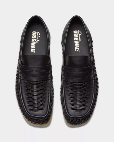 Clarks Originals - Wallabee Penny Weave Shoe - Black Leather Shoes Clarks