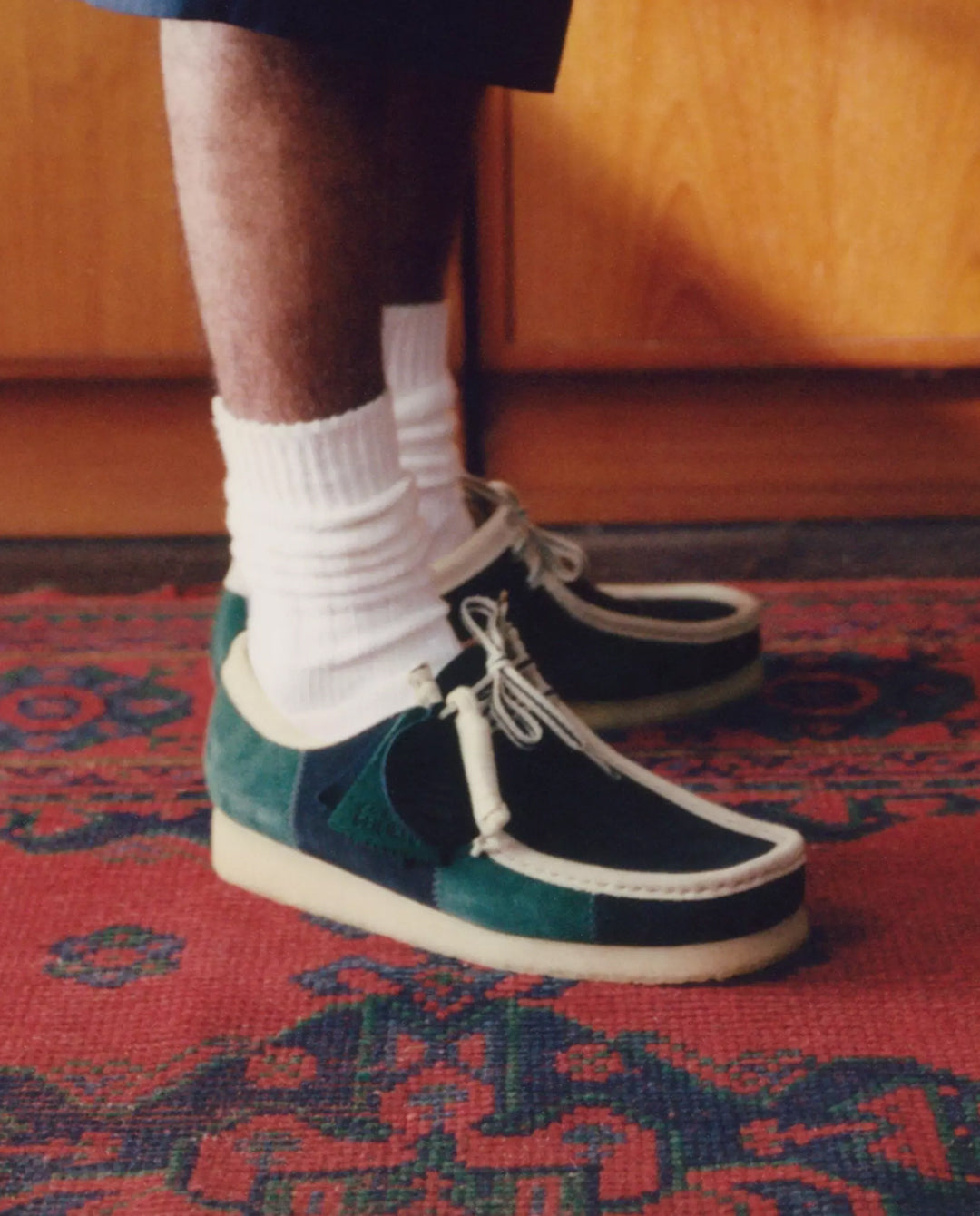 Clarks - Wallabee Shoe - Blue/Green Stripe | FallenFront NZ