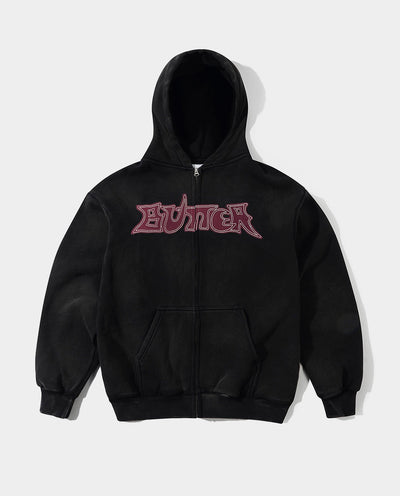 Butter Goods - Encounter Zip-Thru Hood - Washed Black Hoodies Butter Goods