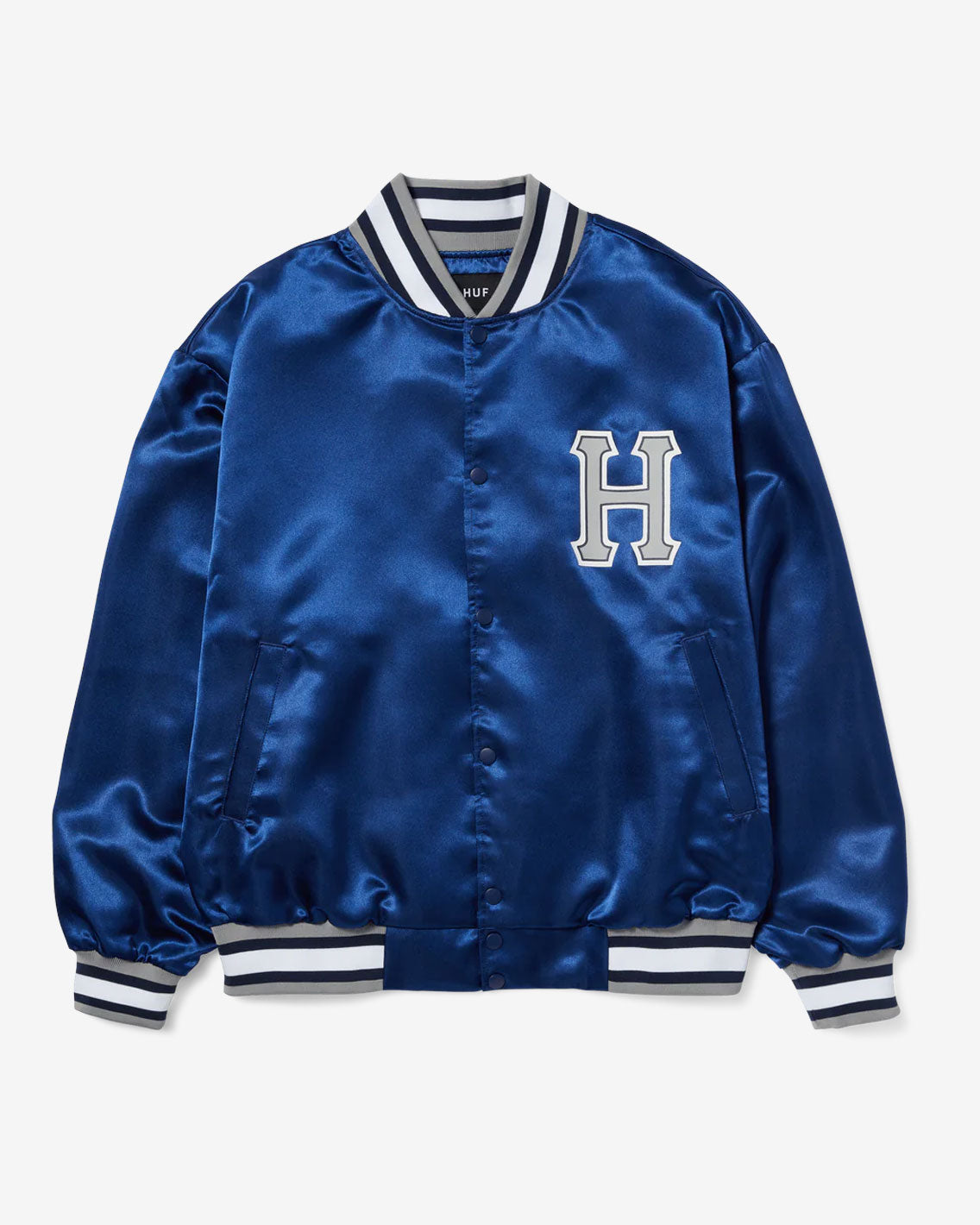 HUF - Crackerjack Satin Baseball Jacket - Navy