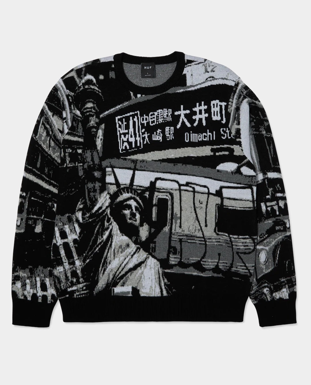HUF - Worldwide Commuter Sweater - Black Crewneck HUF