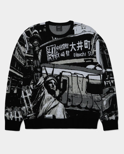HUF - Worldwide Commuter Sweater - Black Crewneck HUF
