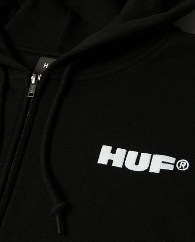 HUF - All Caps Full Zip Hoodie - Black Hoodies HUF