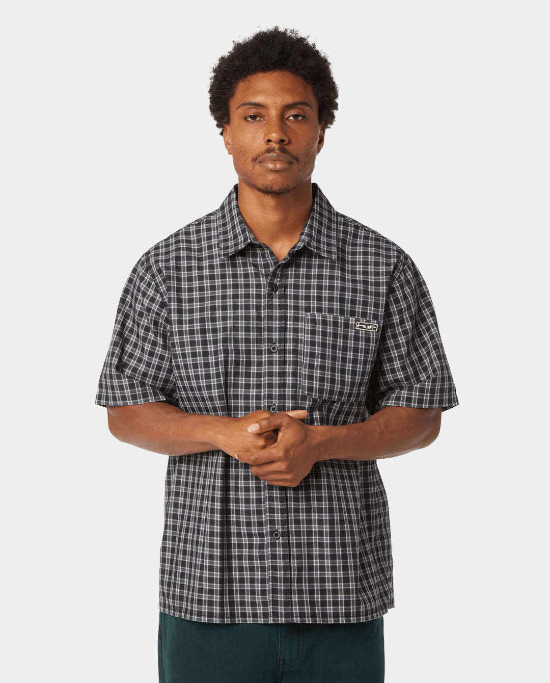 HUF - Micro Plaid SS Shirt - Black Shirts HUF