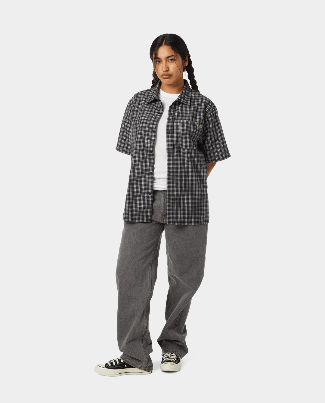 HUF - Micro Plaid SS Shirt - Black Shirts HUF